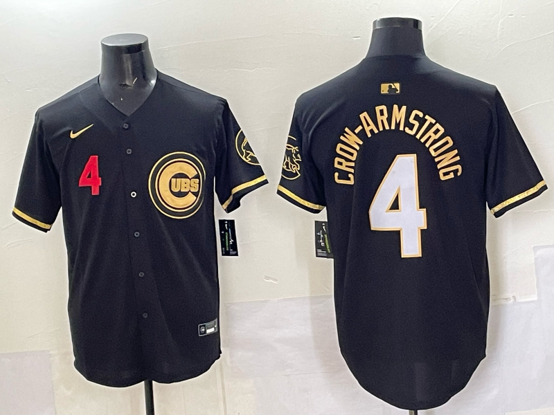 Men Chicago Cubs #4 Crow Armstrong black Nike MLB 2025 Jersey 09->chicago cubs->MLB Jersey